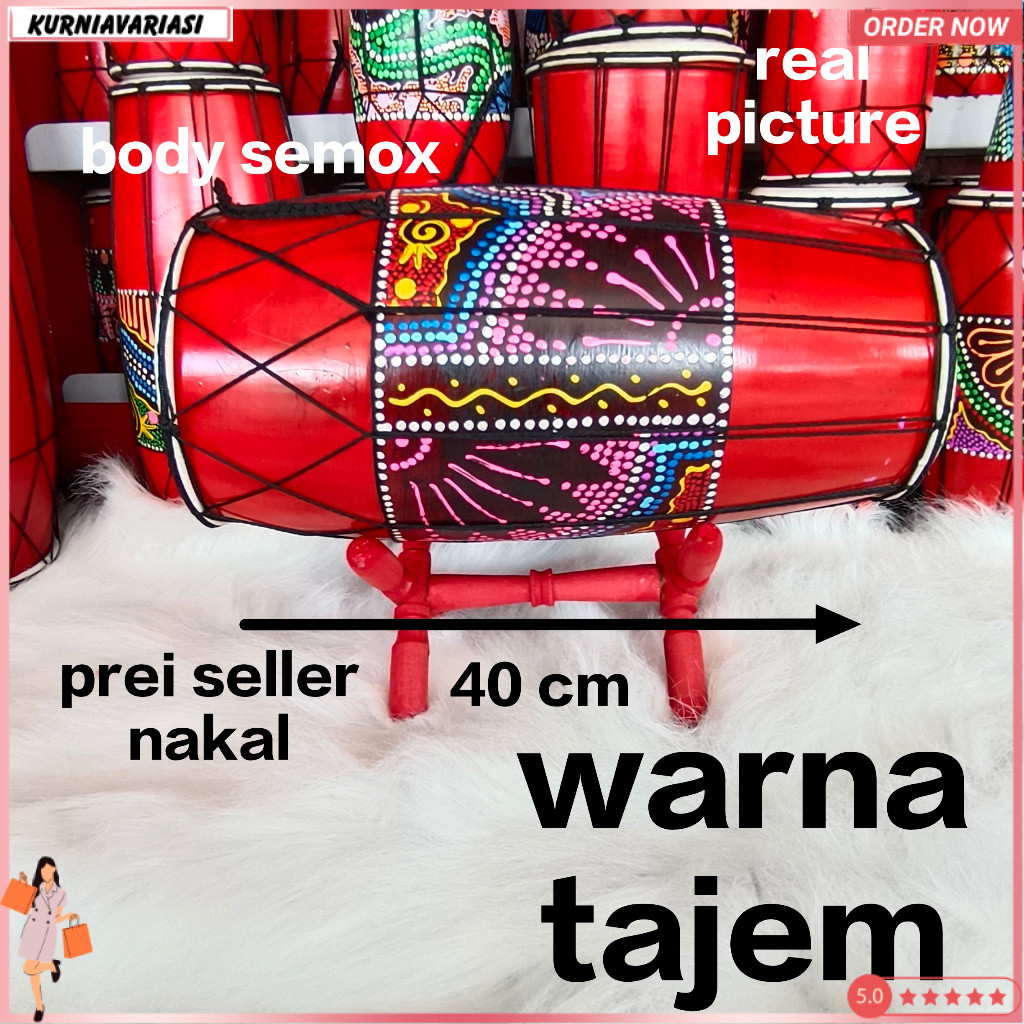 KENDANG JAWA 40 CM MOTIF & POLOS / kendang anak / kendang mainan / kendang pentas / kendang nangka /