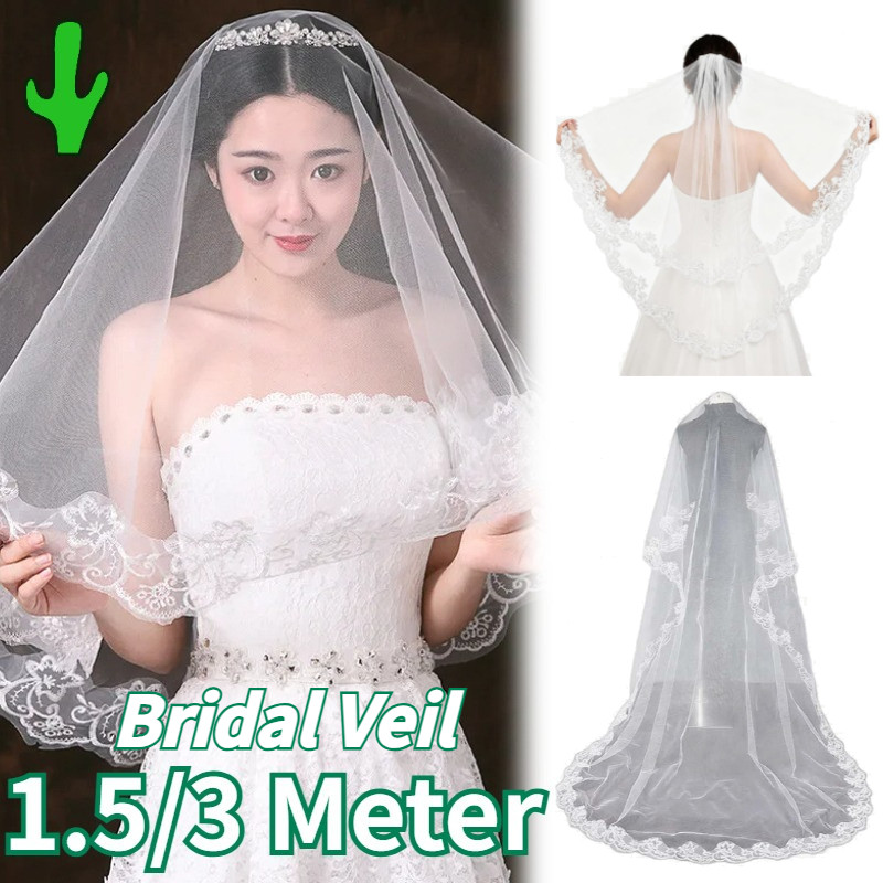 1.5/3 Meters Veil Bride Veil Altar Veil Bridal Long Veil Bridal Veil For Wedding Party Slayer Weddin