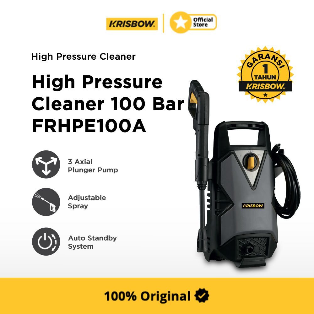 Krisbow High Pressure Cleaner Home Use 100 Bar 1400 watt Frhpe100A Mesin Cuci Steam Serbaguna Alat P