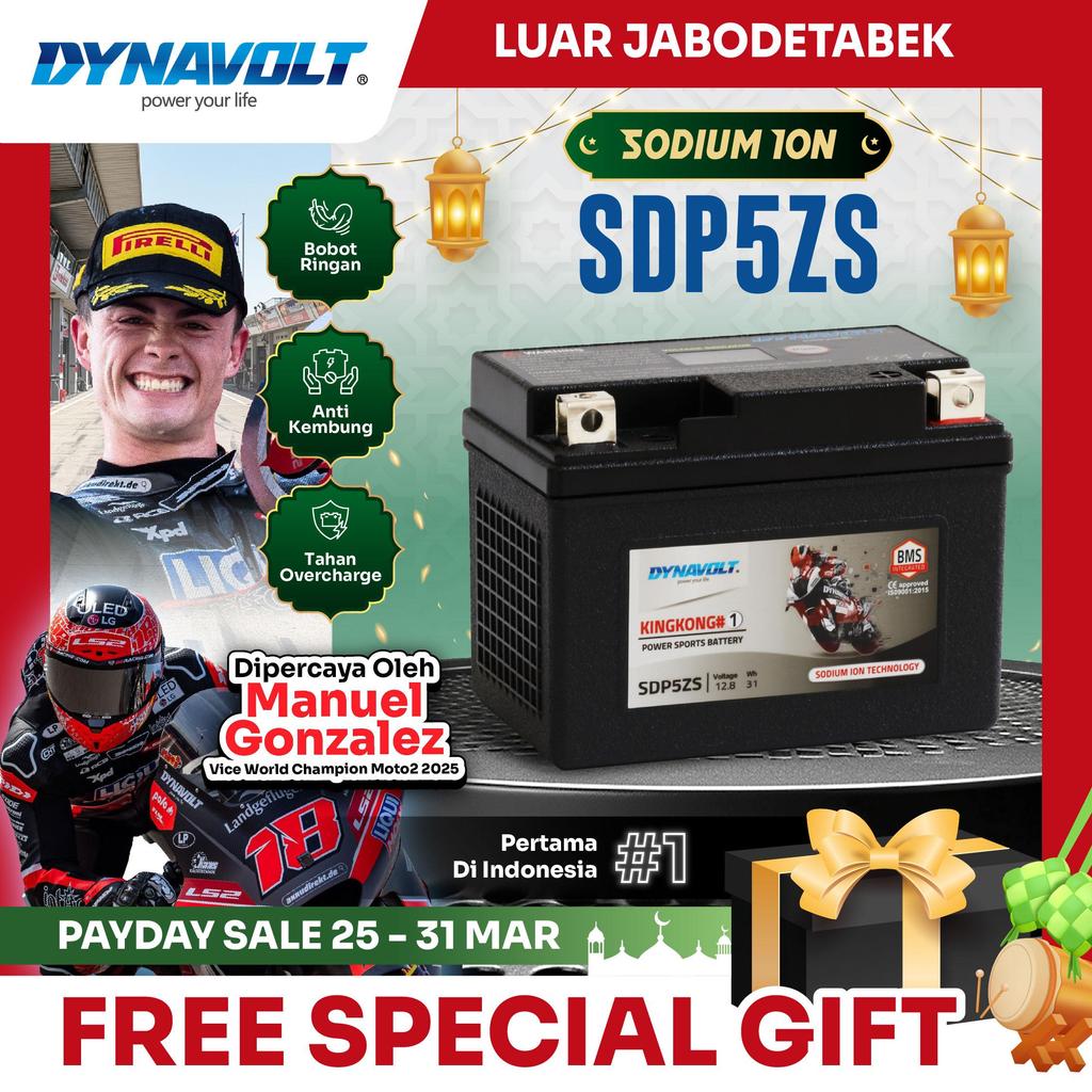 DYNAVOLT Aki Motor YAMAHA Mio GT, Soul GT, Xeon, dll | Sodium Ion SDP5ZS | 31 Watt 12.8 Volt (Khusus