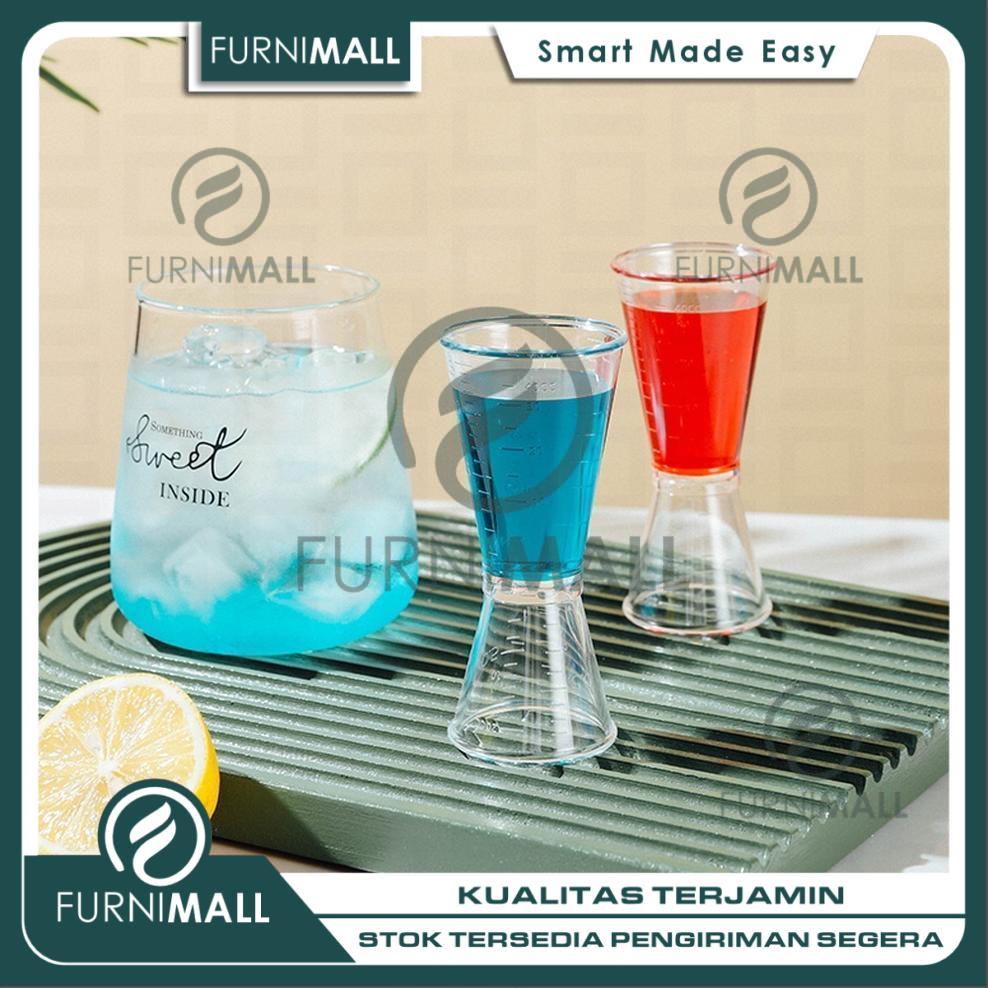 FURNIMALL Jigger Plastik Transparan 30ml 50ml Gelas Takaran Presisi Untuk Kopi Syrup dan Minuman Bar