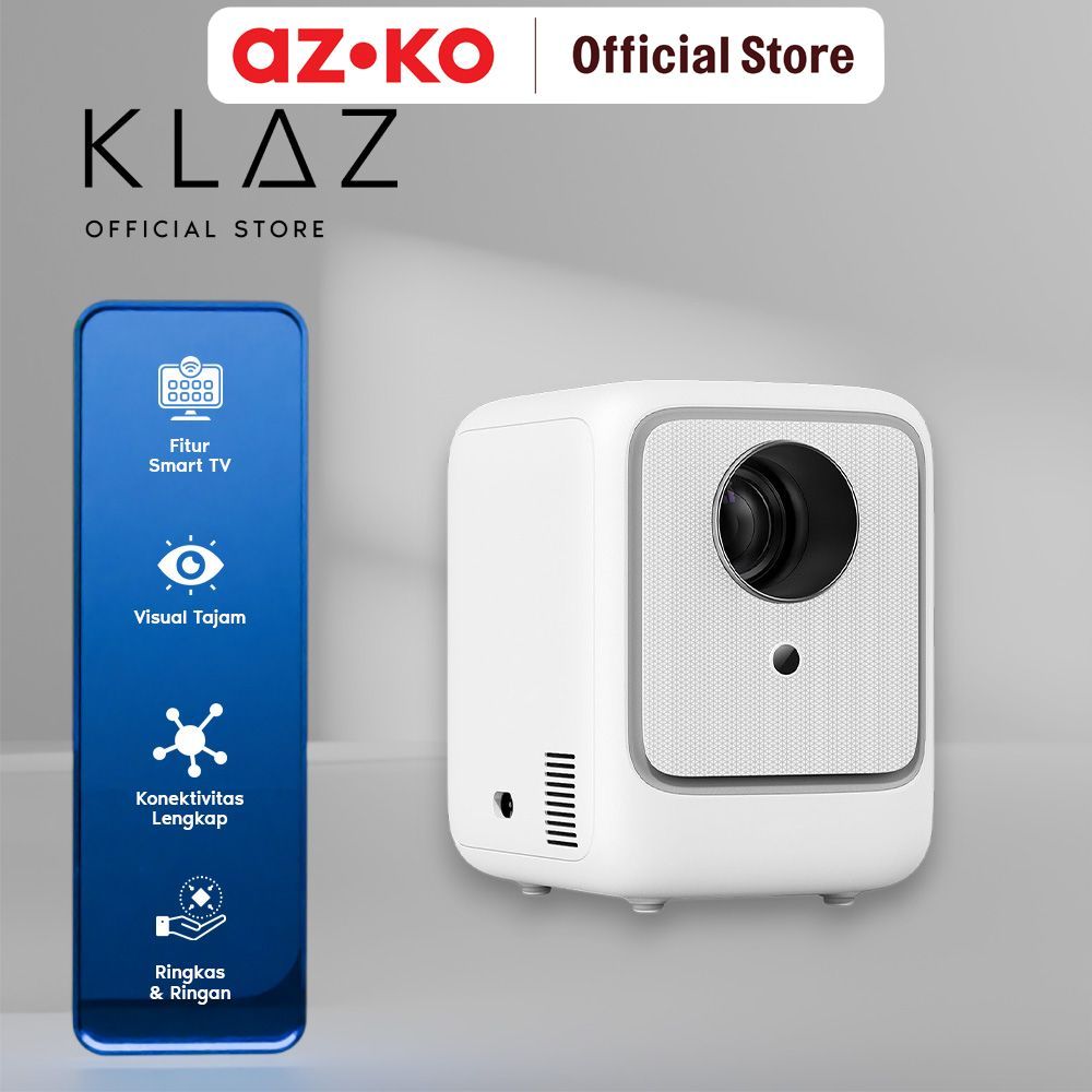 AZKO Klaz Projector Android Version 720p B1 - Putih Proyektor Portabel Home Theater