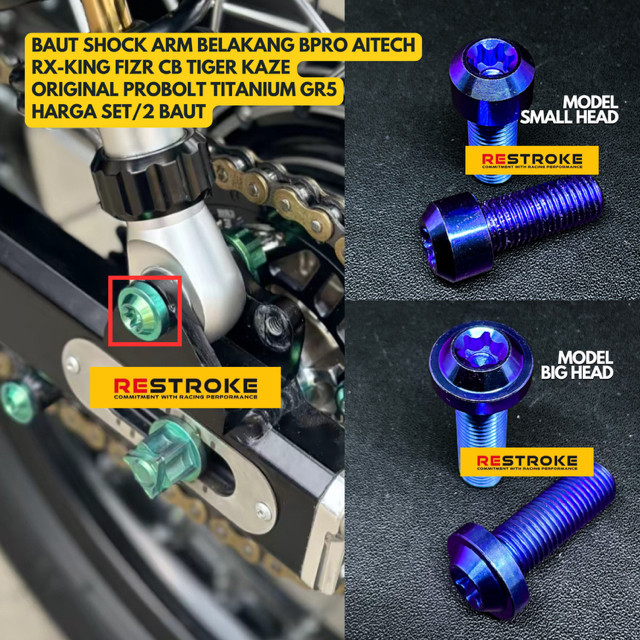 SET BAUT SHOCK ARM BELAKANG FIZR F1ZR RX KING CB TIGER KAZE ARM BPRO AITECH TITANIUM GR5 ORIGINAL PT