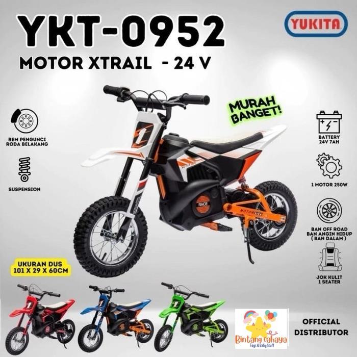 Motor Aki anak model Trail tril Yukita 0952 ces cas an sepeda Cross trel - Putih