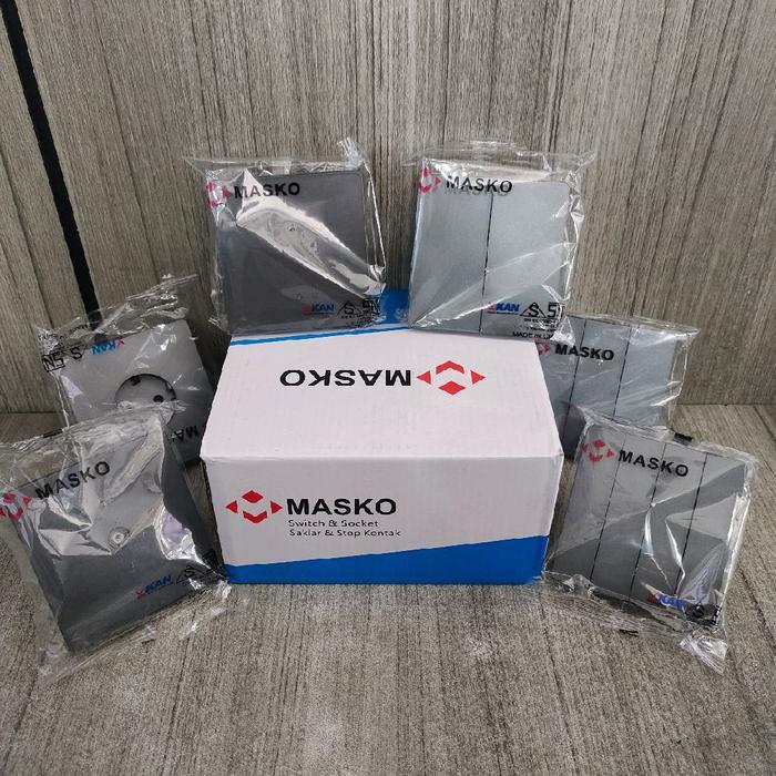 MASKO GREY SLIM SAKLAR, STOP KONTAK, TV SOCKET Saklar Masko Termurah