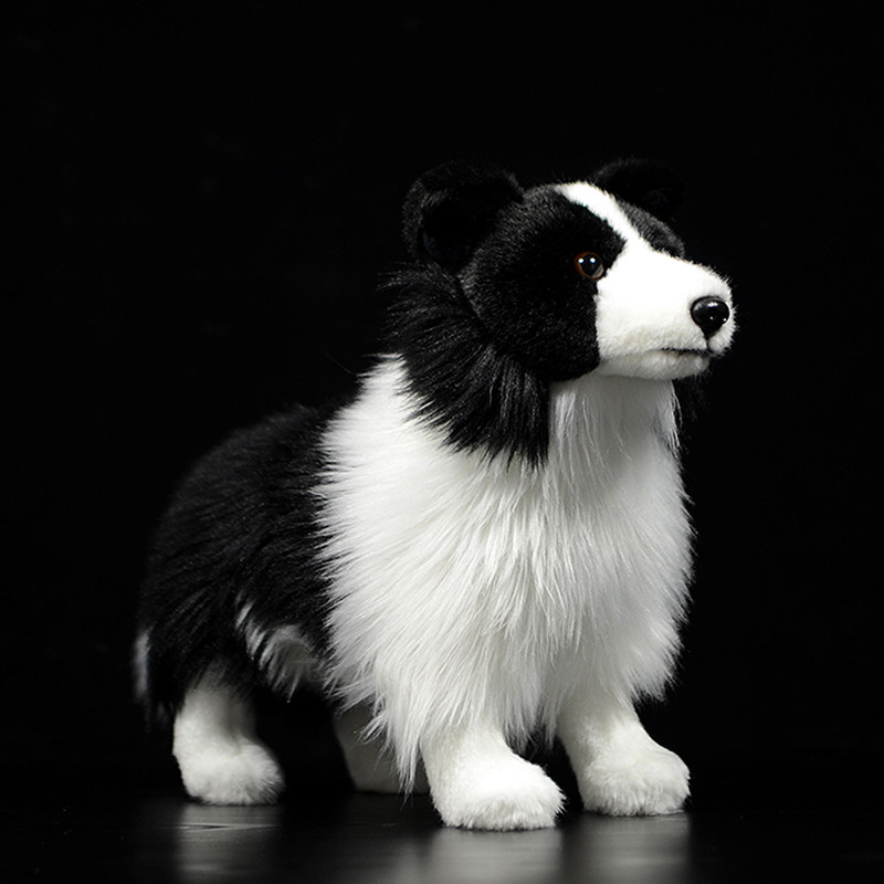Simulation Black Dog Doll Cute Samoyed doll Real Life Animal White Dog Stuffed Plush Toy Model  Gift