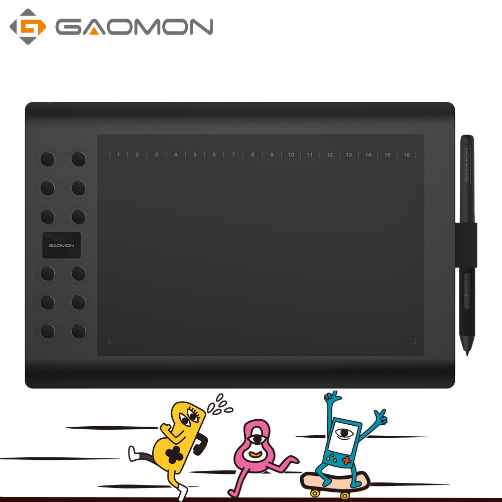 GAOMON M106K PRO 10'' Graphics Drawing Tablet with 8192 Levels Tilt Supported Battery-free Art Stylu
