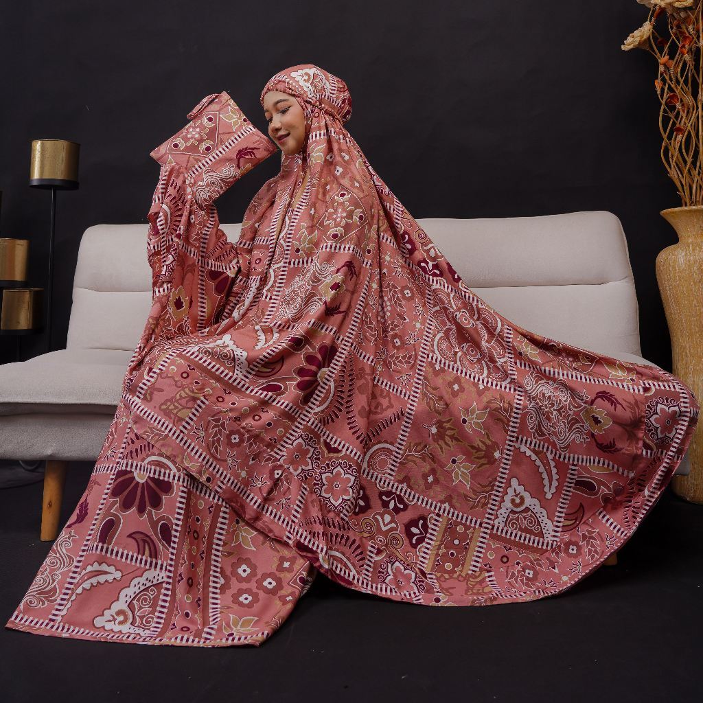 EXTRA SALE  MUKENA JUMBO REMPEL LUNA RAYON Atasan Bawahan Panjang Bunga Motif