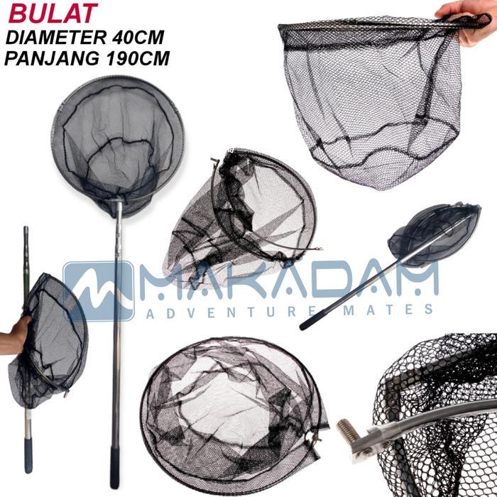 serokan jaring ikan lipat teleskopik portable mancing besar - BULAT