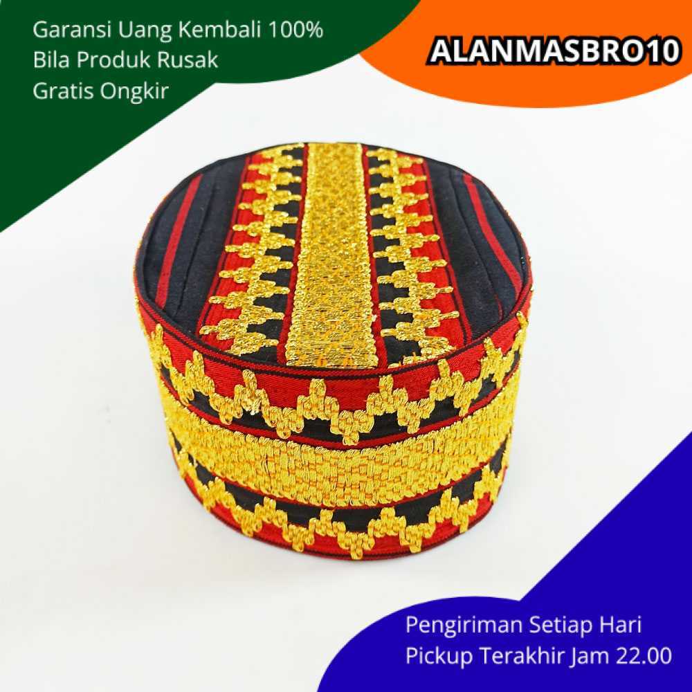 Peci Songkok Motif Tapis Lampung Etnik Tenun Warna Cerah Elegan Stylish Kekinian Cocok Ibadah Kondan