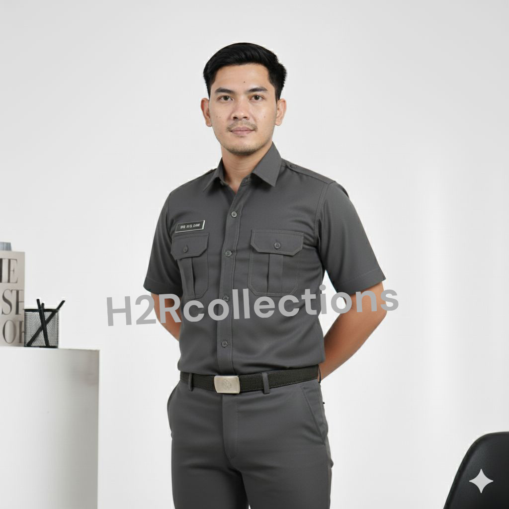 SERAGAM DINAS PRIA ABU ABU BAJU KERJA DINAS PRIA ABU ABU  BAJU SERAGAM PNS PRIA TANGAN PANJANG/PENDE