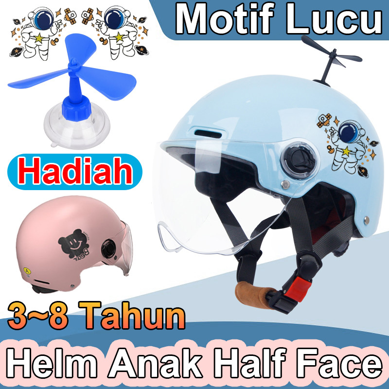 Helm Anak Cewek Cowok Half Face Helm Anak Karakter Lucu 3-8 Tahun Helm Motor Anak Anti Gores Bahan N