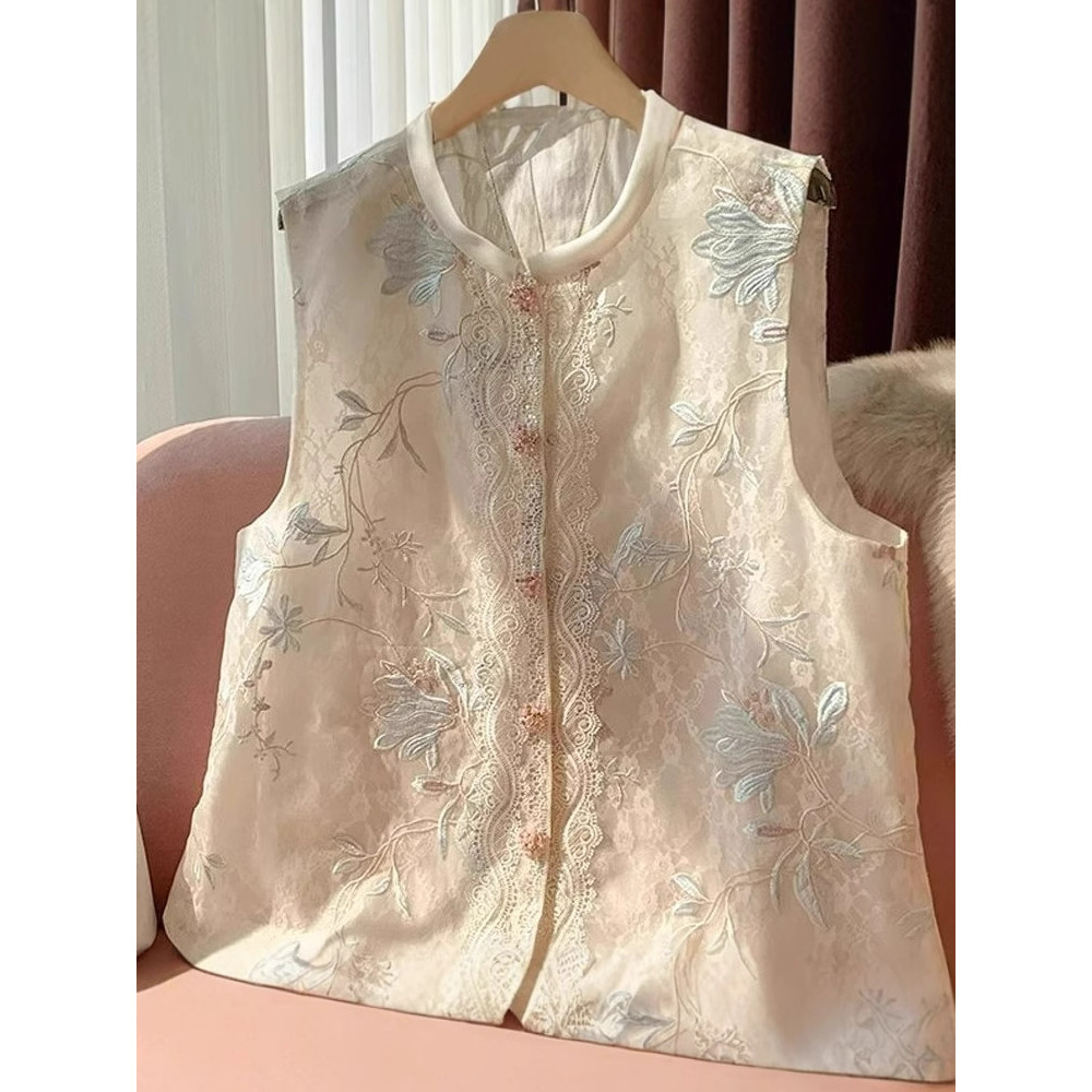 Rompi Bordir Renda Berat Gaya Nasional Wanita Berkualitas Tinggi   Rompi Tanpa Lengan Jaket