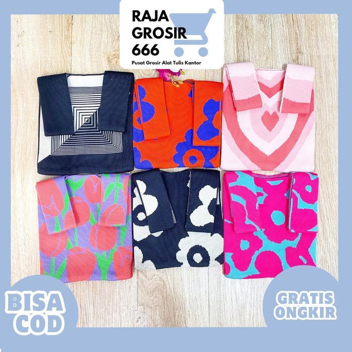 FASHION CUTE TAS KNITTED BAG TOTEBAG MINI RAJUT Style Korea Tote Bag 30 x 20 cm Knitted Tas Belanja 