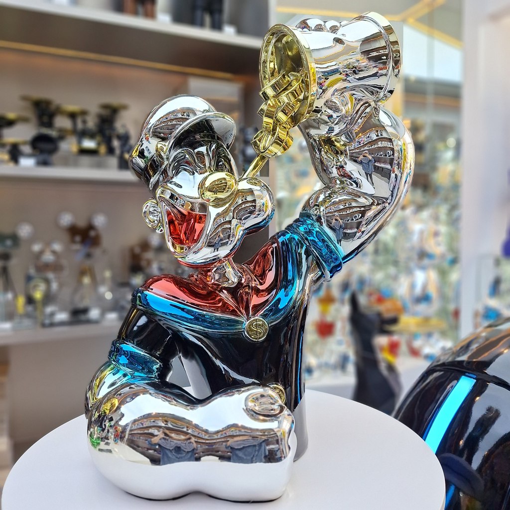 Dekorasi Meja Patung Popeye Glossy Aesthetic / Popeye Chrome Figure M315