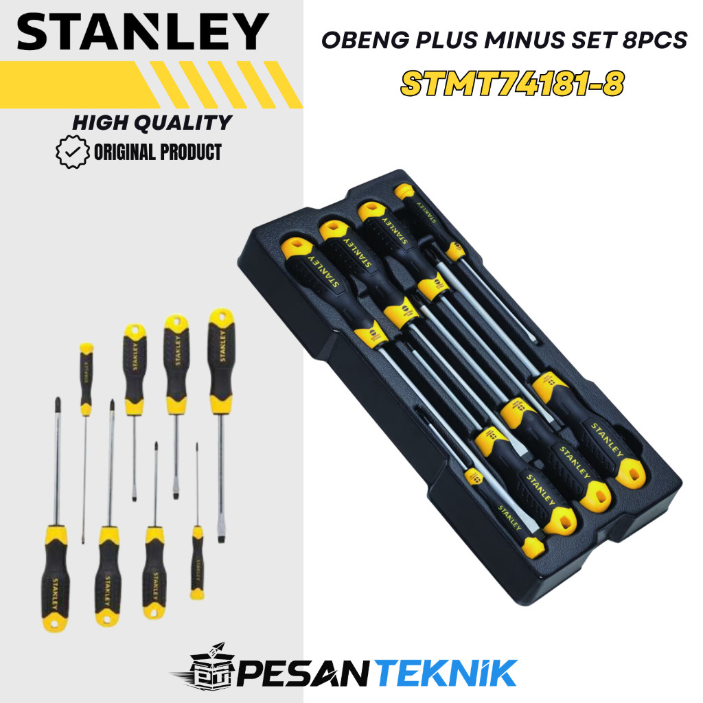 Obeng Plus Minus Set 8 PCS Cushion Grip Screwdriver STANLEY STMT74181-8