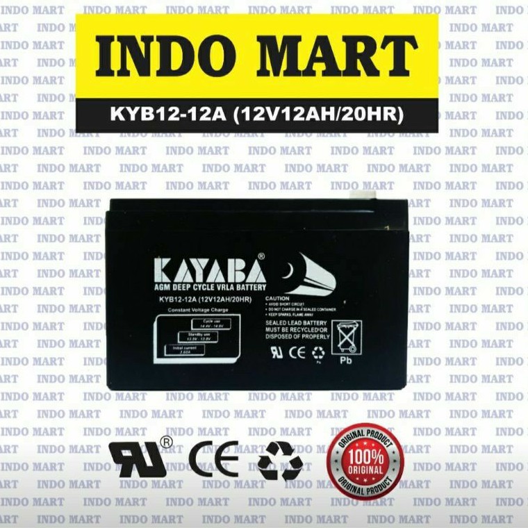 kamatsuv3 Aki/Baterai(Accu/Battery) Kering(MF) VRLA(UPS) Sepeda Listrik 12V12Ah / 12V 12Ah Kayaba AG