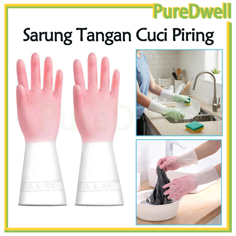 sarung tangan cuci piring karet serbaguna/sarung tangan cuci piring anti air silikon/sarung tangan c