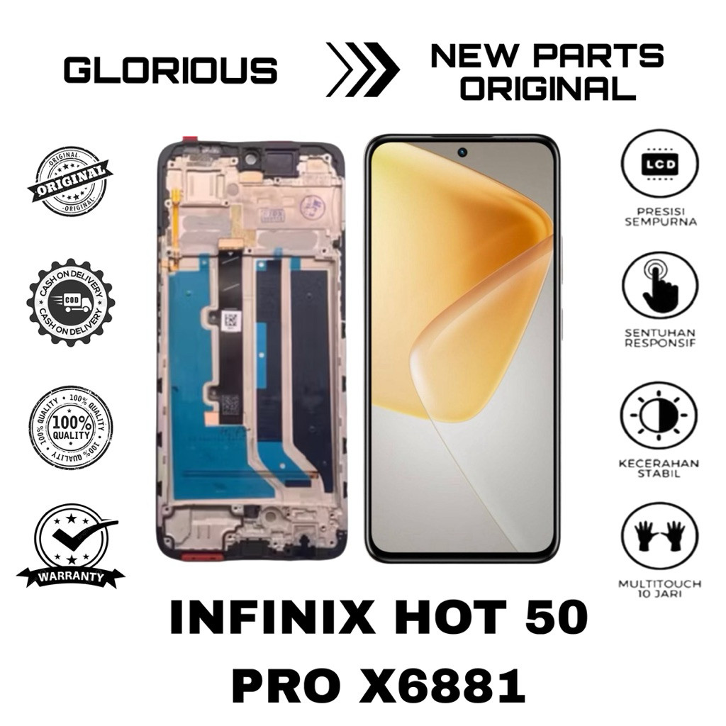 LCD TS TOUCHSCREEN FULLSET FRAME INFINIX HOT 50 PRO X6881 ORIGINAL