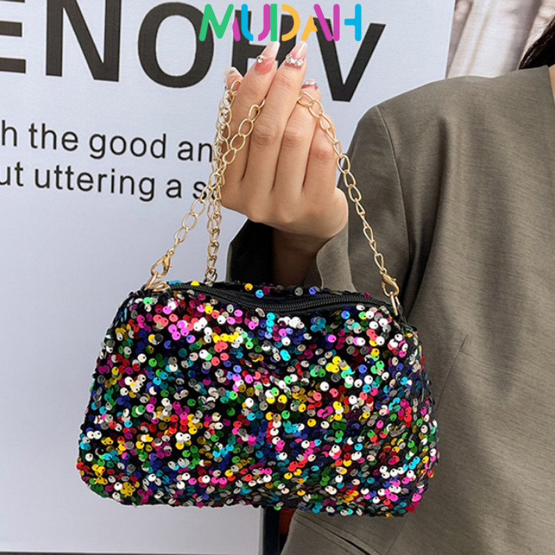 Tas Selempang Wanita Glamor dengan/Rantai Payet Bag Mewah Tas/Kondangan Pengantin Wanita Wisuda