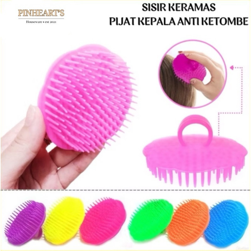 SISIR KERAMAS BULAT ANTI KETOMBE / SIKAT RAMBUT PIJAT KEPALA SHAMPO CREAMBAT POMADE / HAIR MASSAGE B