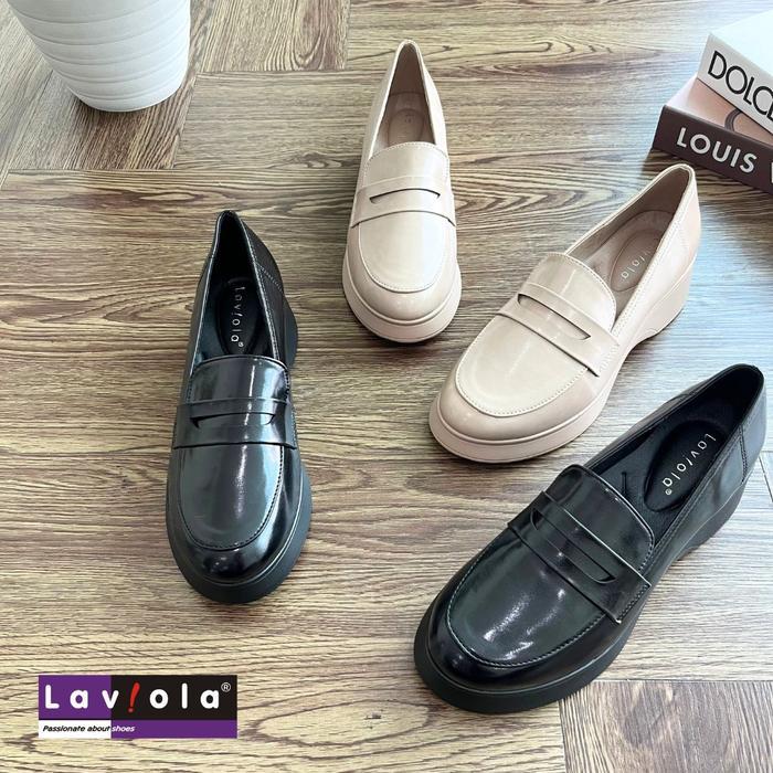 Laviola 4512 FSK - Sepatu Wedges Wanita Sepatu Kerja Apricot dan Black Shoes - APRICOT, 36