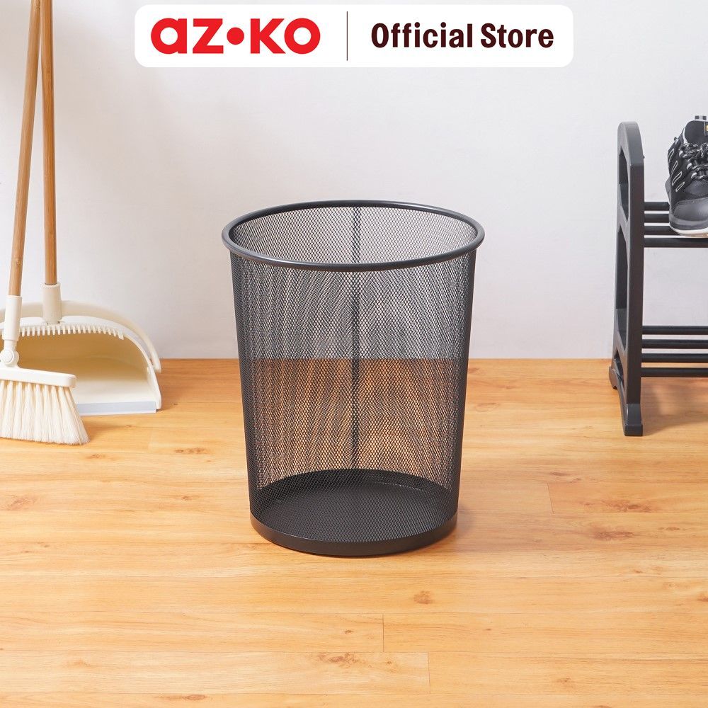 AZKO Krisbow 12 ltr Tempat Sampah Besi - Hitam Trash Can Waste Bin Tong Sampah Keranjang Sampah Dust
