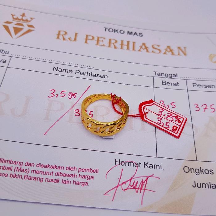 PROMO TERBARU CINCIN RANTAI EMAS MUDA PERHIASAN WANITA DEWASA BERAT 3,5GR ADA SURAT Rings - 6