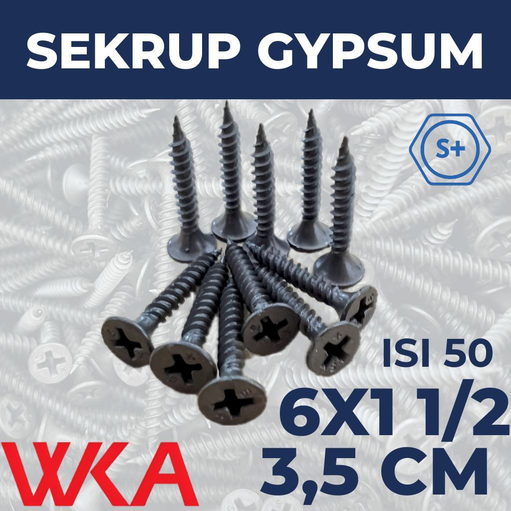 Sekrup Gypsum 3.8cm 6X1 1/2 (ISI 50 PCS) - Sekrup Plafon / Sekrup Holo / Sekrup Hollow / Sekrup Rang