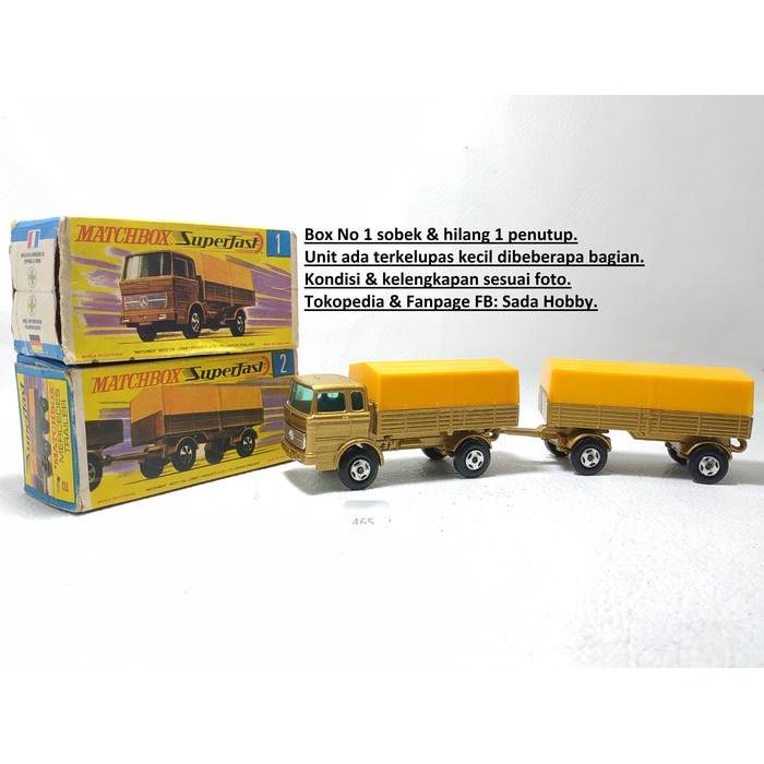 Vintage Matchbox Lesney Superfast 1 & 2 Mercedes Benz  Full Trailer Truck Truk Gandeng England SBAto
