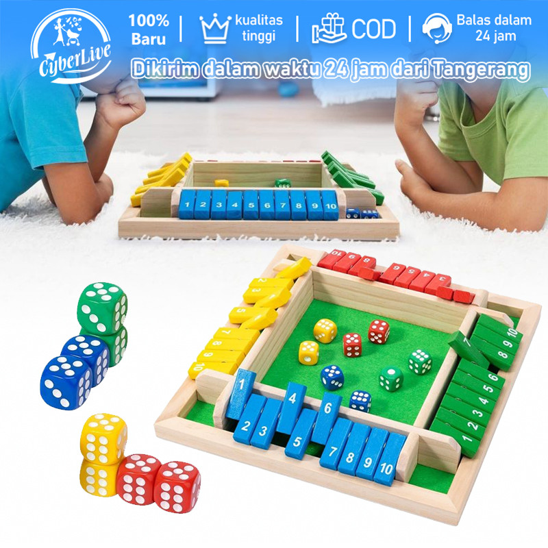 4 Warna Mainan Board Game Shut The Box Dice Board Game Dadu Shut The Box Angka Shut The Box Board Un