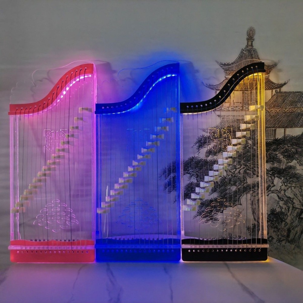 16 Strings Guzheng Beginner Practice Healing Noctilucent Transparent Mini Guzheng 66cm Portable Chin
