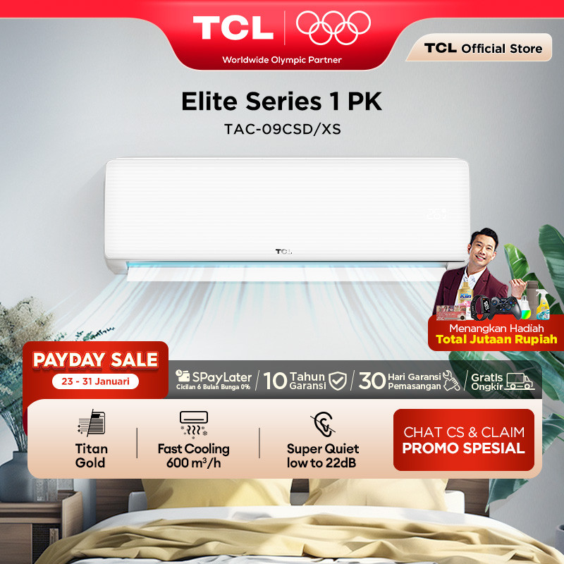 TCL AC TAC 09 CSD/XS 1 PK AC [INDOOR + OUTDOOR ONLY] - Free Pemasangan Jabodetabek - Titan Gold - Lo