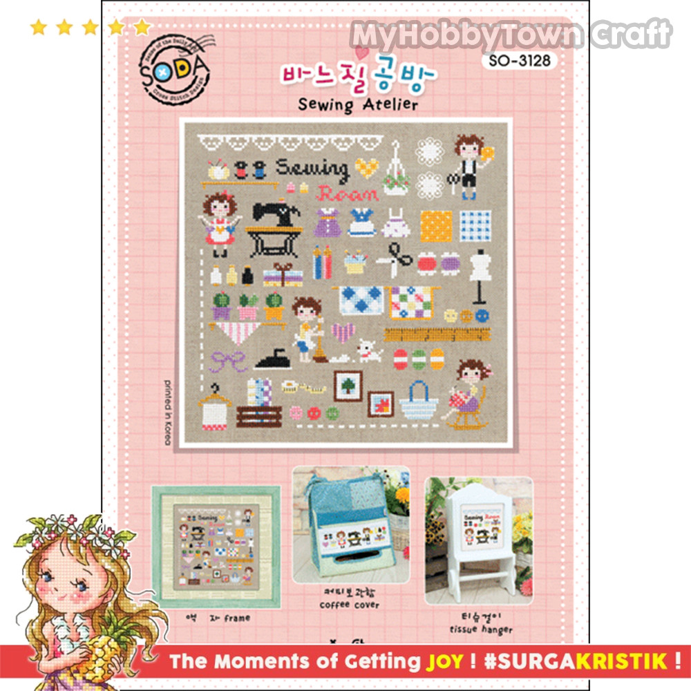 Paket DIY Craft Sulam Kristik Strimin Cross Stitch Sodastitch SO-3128 - Sewing Atelier Alat Jahit