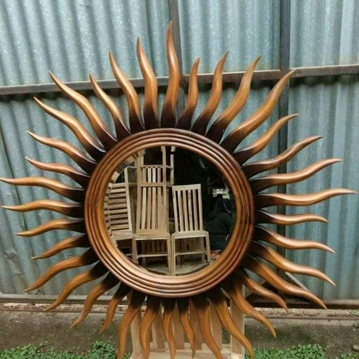 Pigura kaca matahari jati ukiran jepara finishing FG3