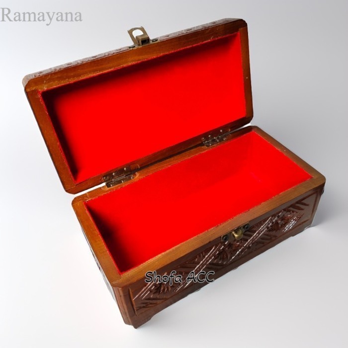 Kotak Perhiasan Kayu Jati Ukir Kunci Pengait Uk Sedang Murah