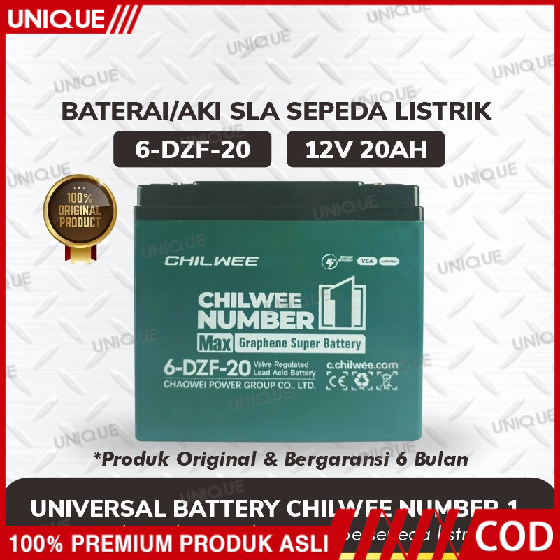 Baterai Aki Sepeda Listrik CHILWEE 6-DZF-20 / 6DZF20 - Baterai Sepeda Listrik  ; 12V - 20AH