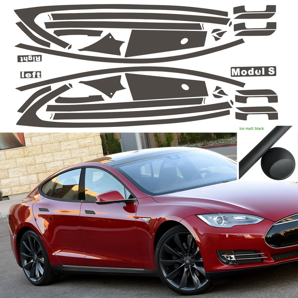 Chrome Delete Blackout Overlay For Tesla Model S 2012-2020  Window Trim Matte Black Sticker