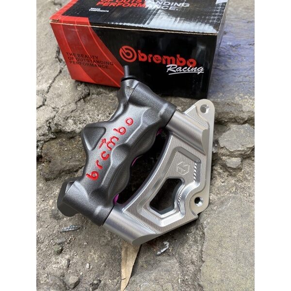 KALIPER BREMBO GP WARNA GREY SET BREKET CNC PNP SKOK CB GL MP TIGER