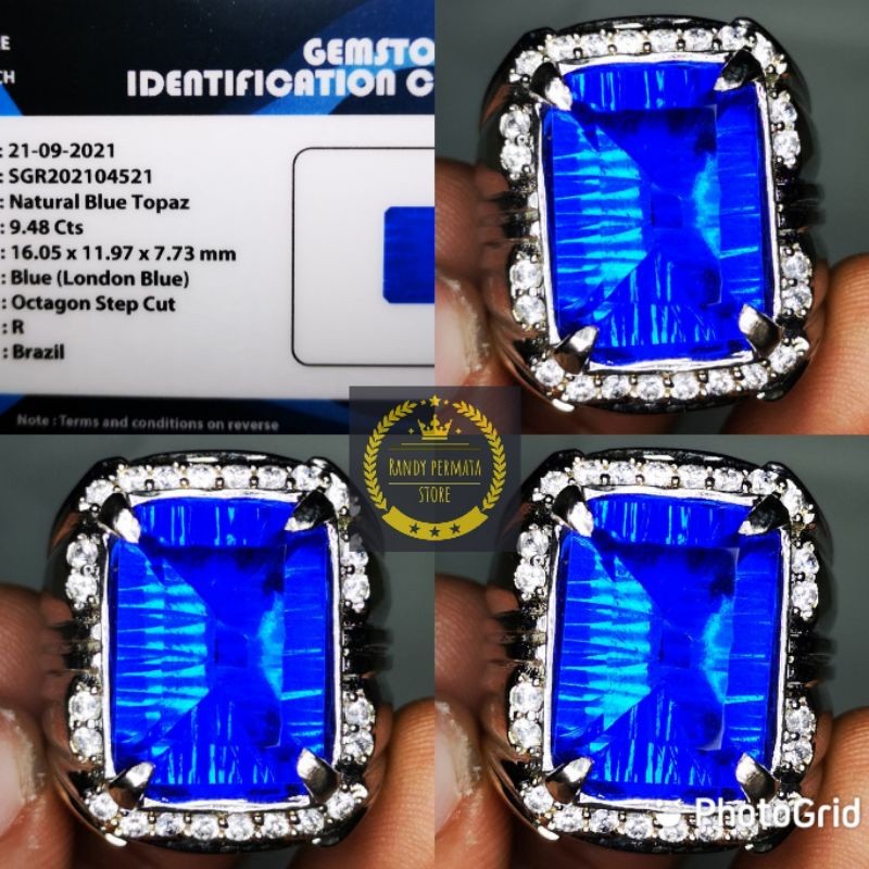 Natural Batu Blue Topaz London Octagon Cuting Mystic Good Color + Memo SGR LAB