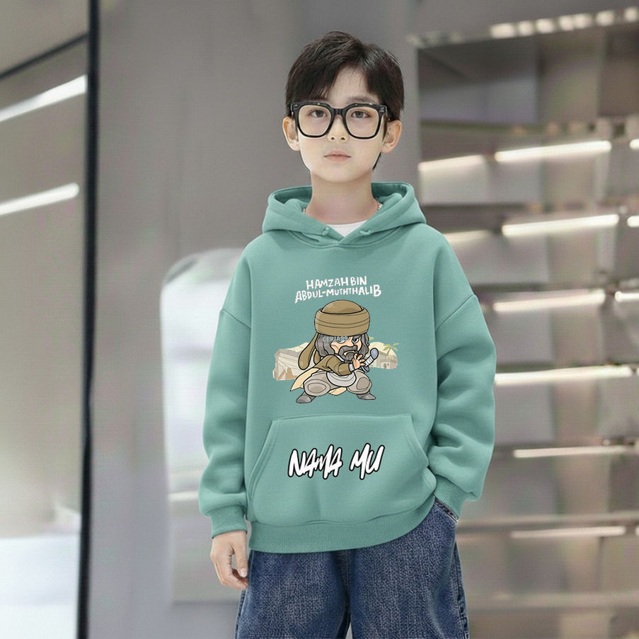 Hoodie Anak Custom Nama Hamzah Abdul Muthalib, Pakaian Nyaman untuk Anak Muslim Tumbuh Belajar dan B