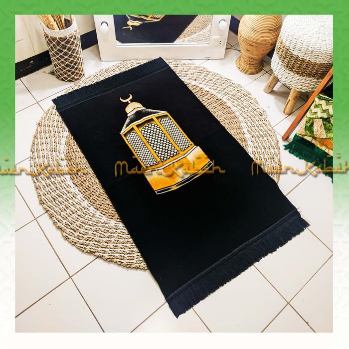 PROMO Kiswah Series Sajadah Hitam Turki Premium Ukuran 70x110cm dan 55x105cm Bahan Halus Lembut Seja