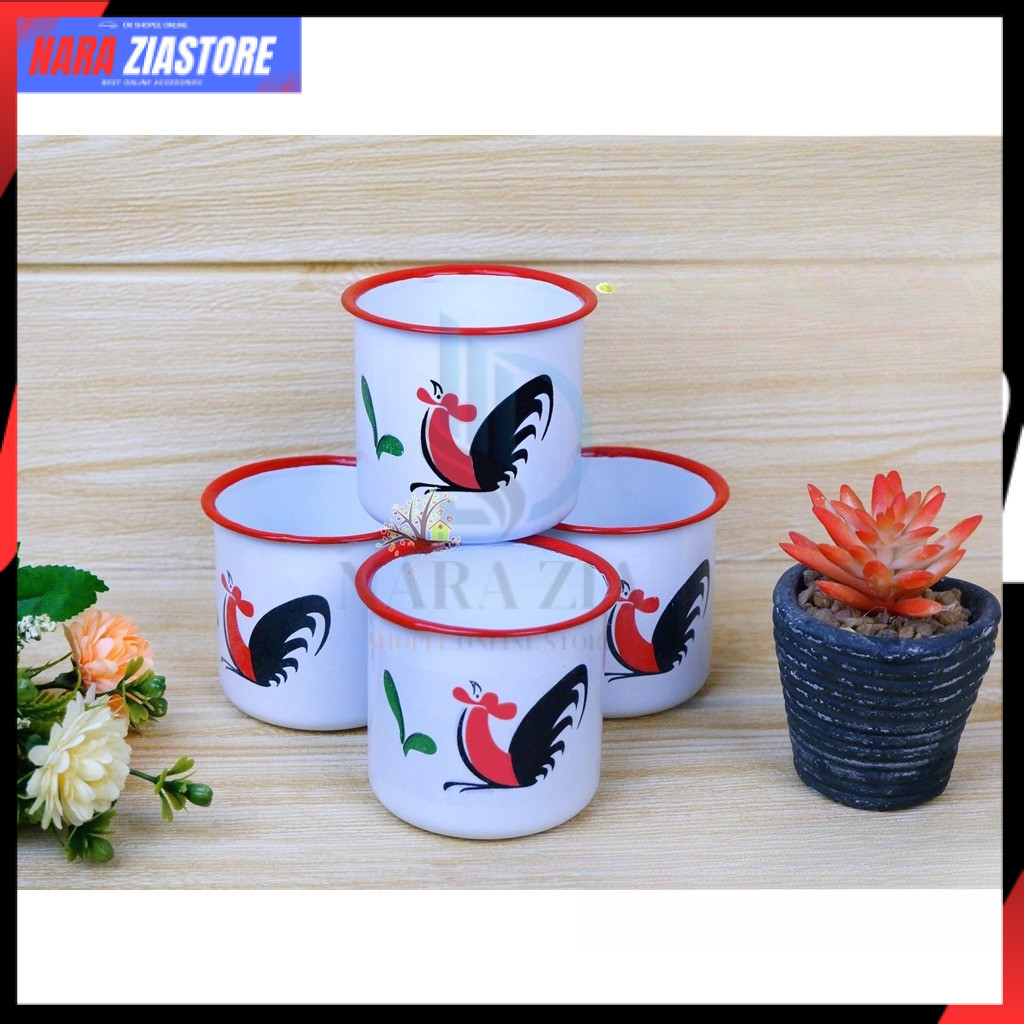 Cangkir Seng Jadul kuno Enamel Cangkir Kopi Cangkir Unik