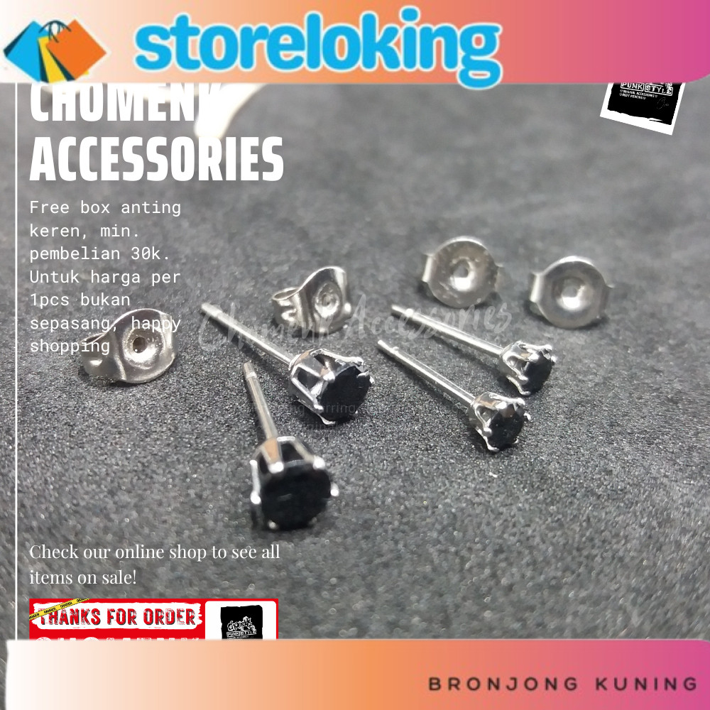 TERLARIS 1pcs anting tindik anting pria anting titanium anting zicron anting titanium black-gold-sil