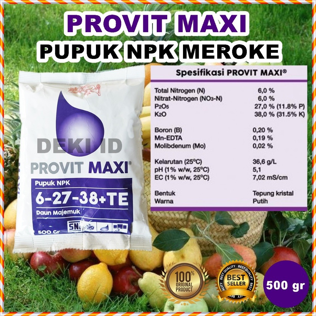 KlikRumah Provit Maxi Meroke 500 Gr Pupuk Provitmaxi NPK Generatif Pembuahan Kemasan Pabrik Tanaman 