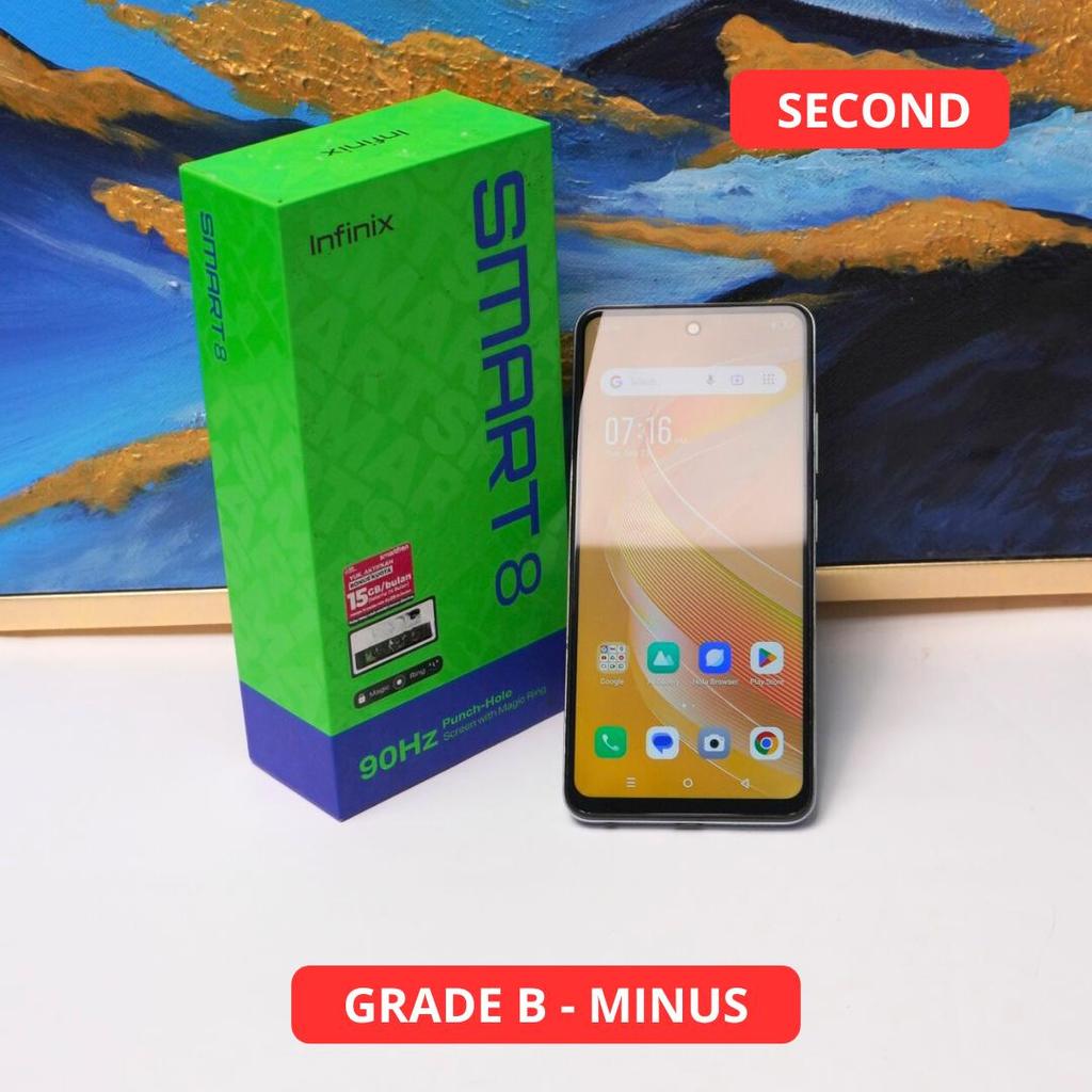 INFINIX SMART 8 3/64 GB GRADE B - MINUS HP SECOND ORIGINAL SINAR MUTIARA CELL