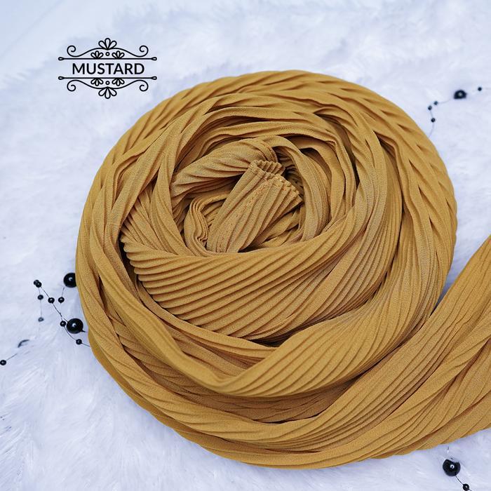 Pashmina 180x75cm Full Plisket  Babydoll Pasmina Lidi 180 x 75 - Mustard