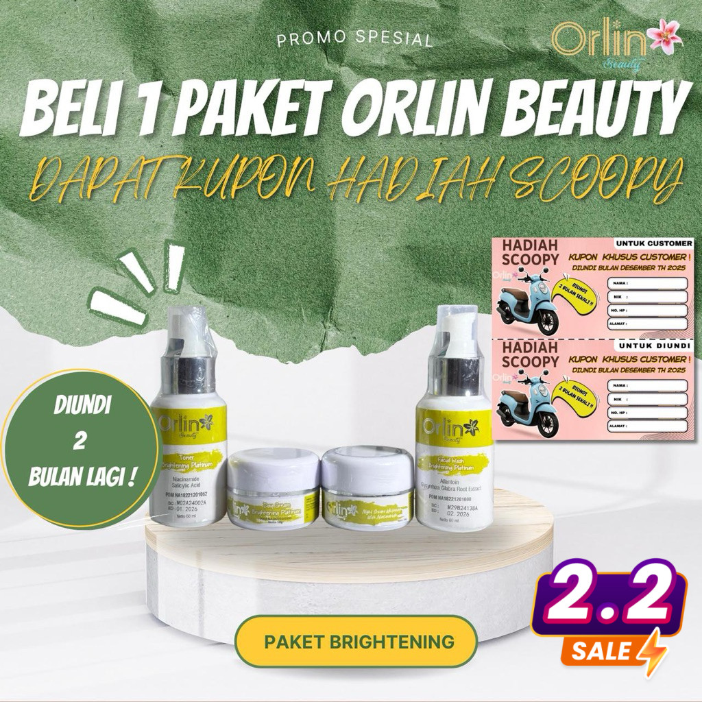 Orlin Beauty Skincare Ori Paket Whitening platinum/Cream Orlin Aman Bumil/Busui