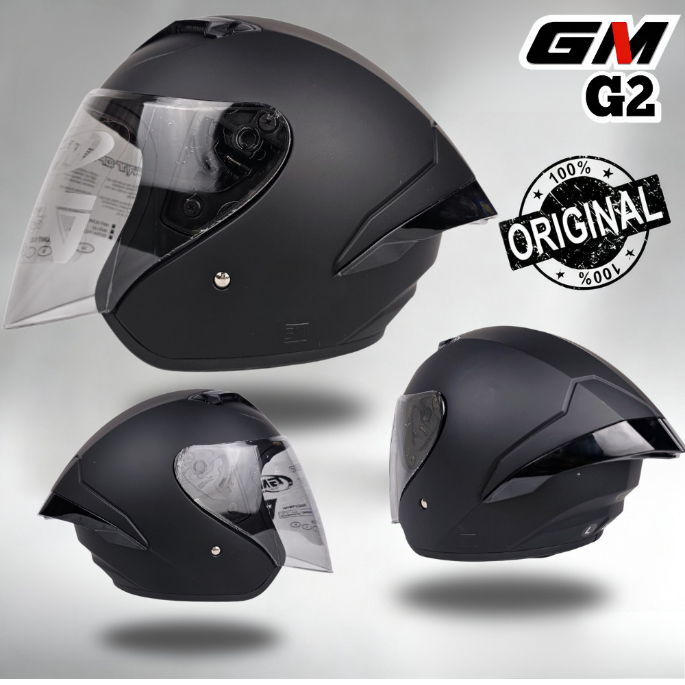 HELM GM G2 BLACK DOFF ORIGINAL SINGLE VISOR | HELM HITAM MATTE PREMIUM SNI FULL KNOCK DOWN