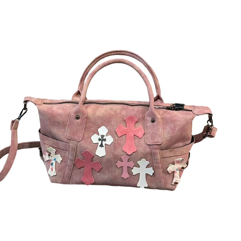 [Saror]Tas Tote Crossbody Fashionable Warna Pink dan Putih Penampilan Tinggi